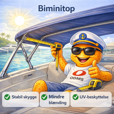 Solsk�rm i cockpit med biminitop til sommersejlads og havnebrug
