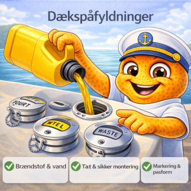 D�ksp�fyldninger til br�ndstof, vand og spildvand med t�t og p�n montering