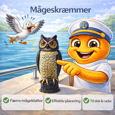 M�geskr�mmer til b�d der g�r det mindre attraktivt for m�ger at lande p� d�k, radar og kaleche