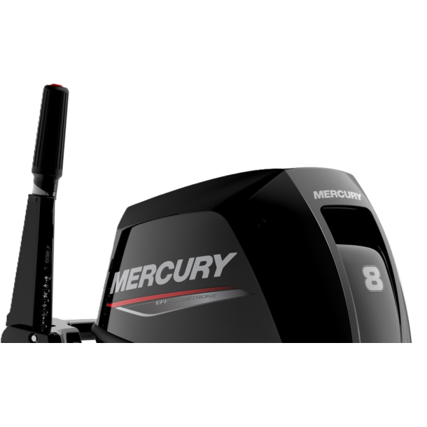 Mercury F 8 MLH EFI 4-takt p�h�ngsmotor 8 hk med langt ben og elektronisk br�ndstofindspr�jtning til joller og sm� motorb�de med h�j agterspejlsh�jde.