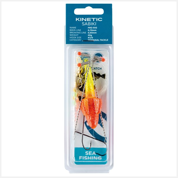 Kinetic Sabiki Pro fladfisk gul/rd, 40g