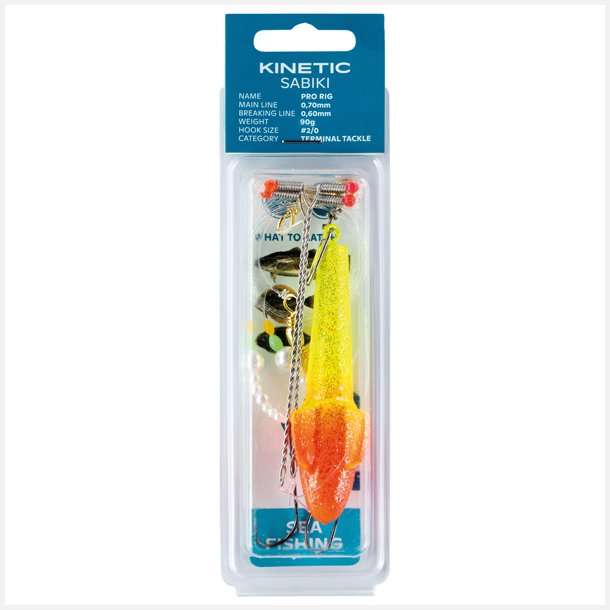 Kinetic Sabiki Pro fladfisk gul/rd, 90g