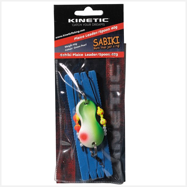 Kinetic Sabiki plaice leader/spoon hvid/grn, 60g