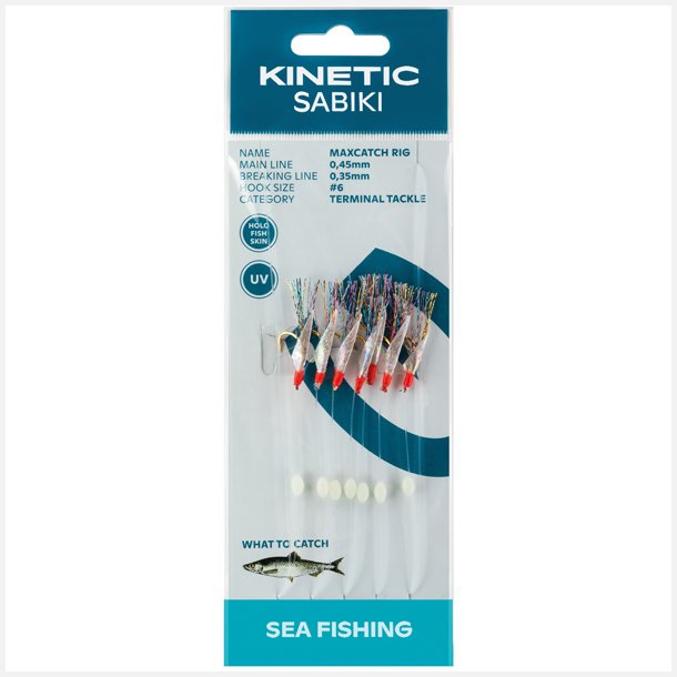 Kinetic Sabiki maxcatch sildeforfang, 7stk Fishskin multi