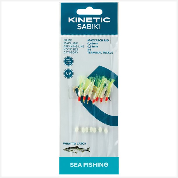 Kinetic Sabiki maxcatch sildeforfang, 7stk Fishskin gul