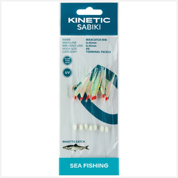 Kinetic Sabiki maxcatch sildeforfang, 7stk Fishskin mix