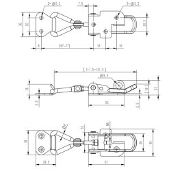 1852 Sp�ndeoverfald med l�sebeslag 125x40mm, AISI 316