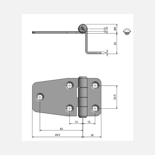 Roca hngsel 67,5x37x20mm AISI 304