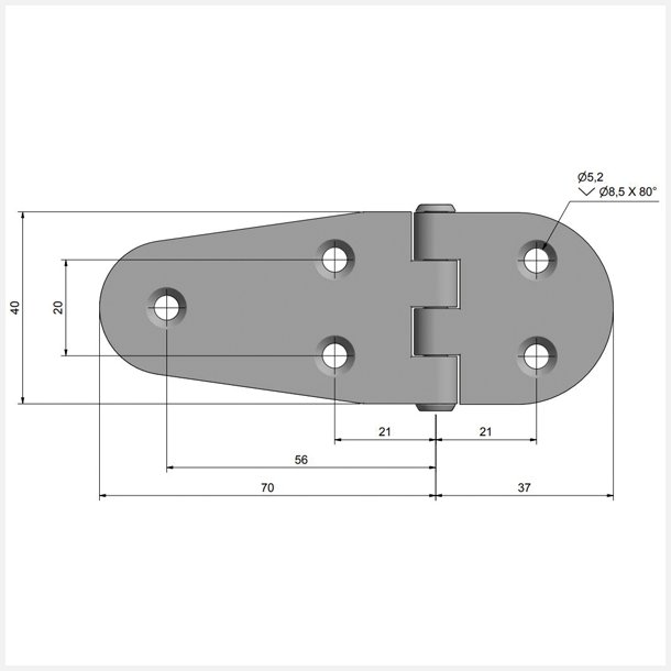 Roca hngsel centreret aksel 107x40mm RF