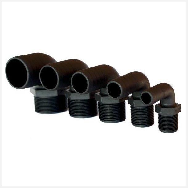 Trudesign Slangestuds 90&deg; komposit sort 1/2" 16mm