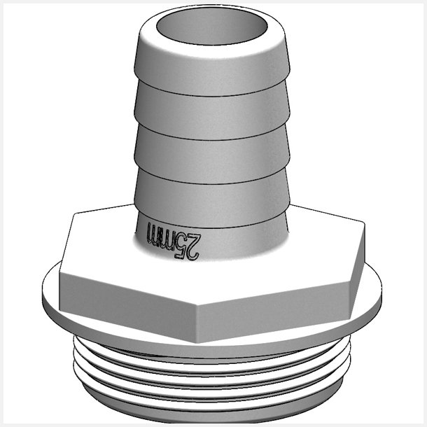 Trudesign Slangestuds 1 1/2" 25mm hvid, til y-ventil