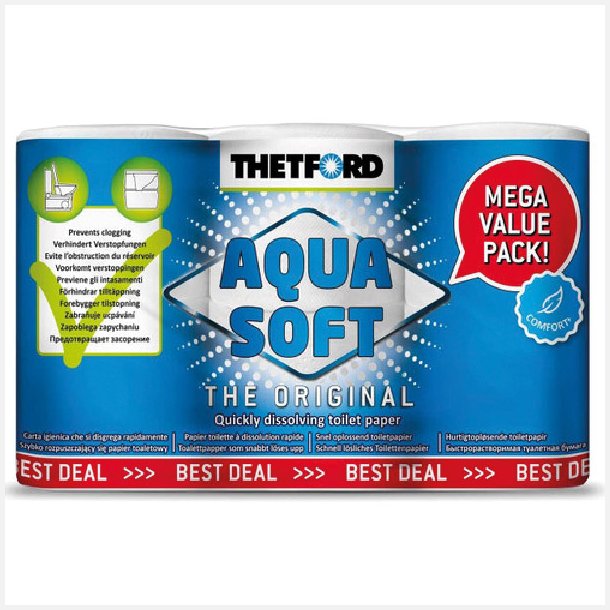 Toiletpapir Aqua Soft mega value pack, 6 ruller