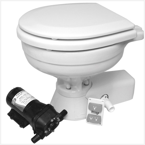 Jabsco &quot;quiet flush&quot; compact el-toilet 12v ferskvand