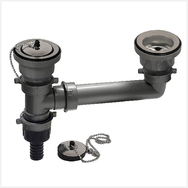 Dobbelt afl�b 125 - 320 mm med � 25 mm studs