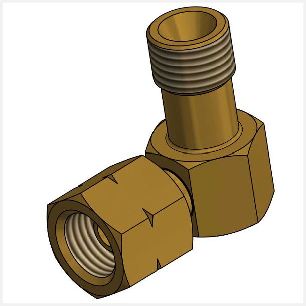 90&deg; vinklet gasfitting &frac14;" til regulator afgang blister