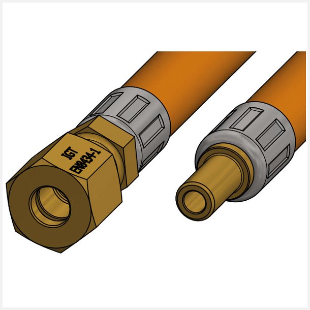 Gasslange 1,2m ender: 8mm rr + 8mm studs blister