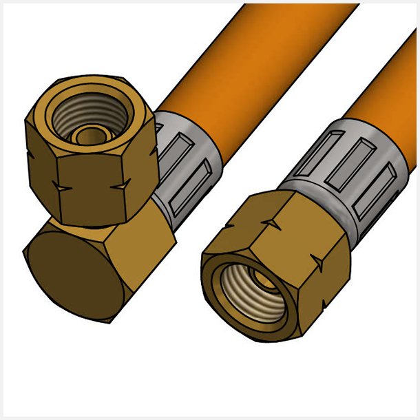 Gasslange med 1/4" gevind LH vinklet + LH omlber, 80 cm