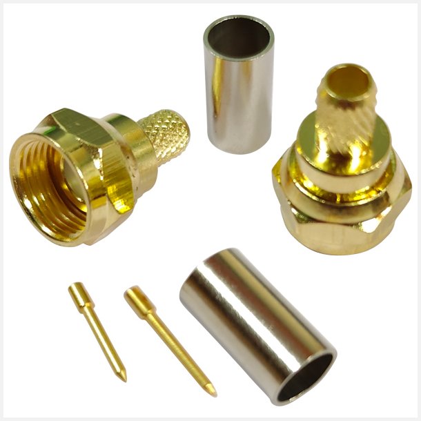 1852 F hanstik til 6mm kabel (RG58), guldbelagt, crimp 2-pak