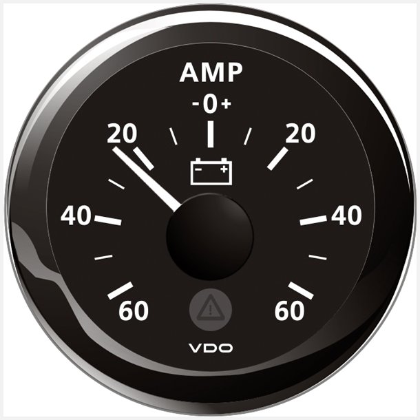 Vdo amp.meter 60a, sort 52mm