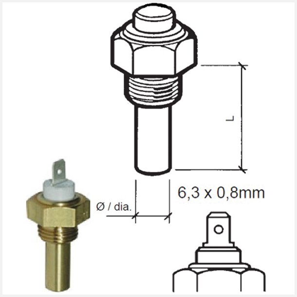 Vdo sensor temp klvand, 6-24v, 1/4&quot;-18nptf