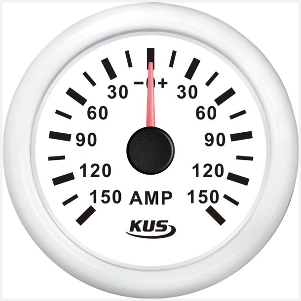 KUS amperemeter hvid 150Amp shunt, 12/24V