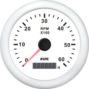 Kus omdr.tller diesel 0-6000 0.5-250 med time.hvid 12/24V 
