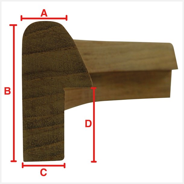 Roca teak yderhjrne til kantliste 50/90&deg; 41x21mm