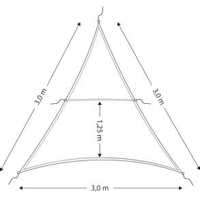 Solsejl/presenning trekantet 3 x 3 x 3m