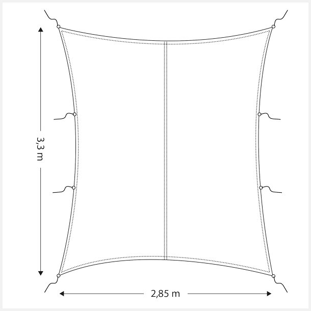 Cockpit solsejl/presenning retangulr 2,85 x 3,3m