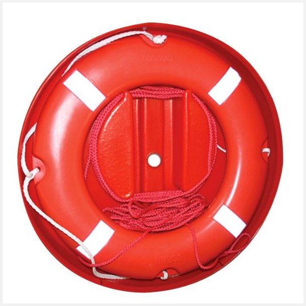 Redningskrans Lifebuoy i rund beholder m/ 30m flydeline