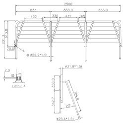 Badeplatform L-250cm D-60cm �32mm r�r