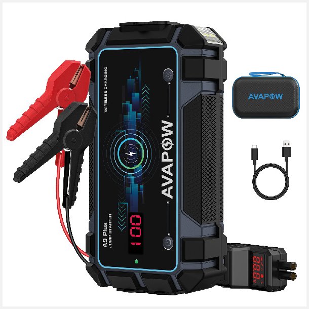 Avapow A9 Plus jump starter 12V, 2000Amp leveres med taske