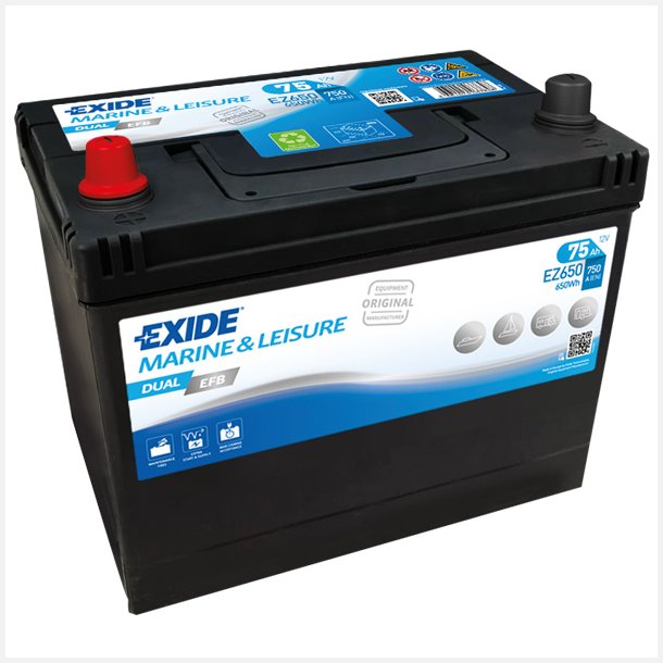 Exide Dual EFB batteri, 75 Amp