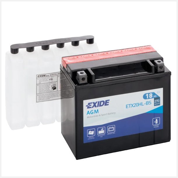 Evide 12V AGM batteri ETX20HL-BS