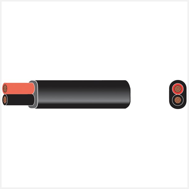 OceanFlex Flad kobberkabel rd/sort 2x3,0 mm&sup2;, 30m