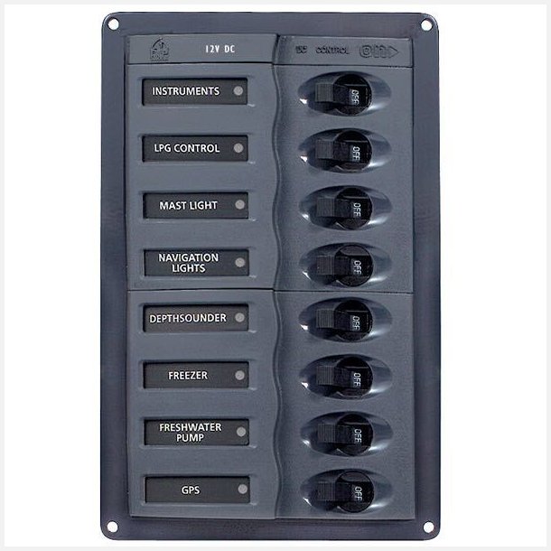 BEP El-panel 901V med 8 kontakter, 12V