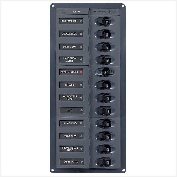 BEP El-panel 902NMV med 12 kontakter, 12V