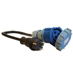 1852 CEE 220V hun IP67 til Schuko han - 2.5mm2 kabel 0,5M