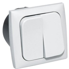 Afbryder dobbelt 220v til indbygning komplet hvid