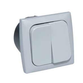 Afbryder dobbelt 220v til indbygning komplet gr