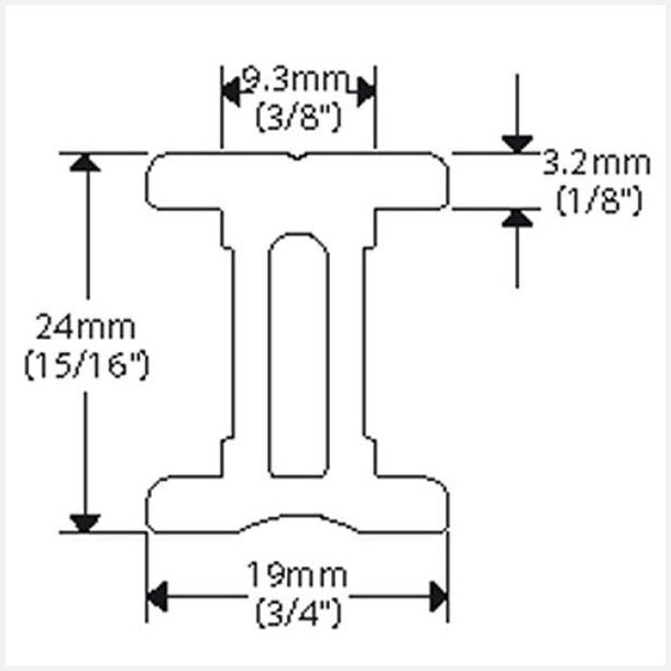 Ronstan I-skinne 19 mm, 1.5m