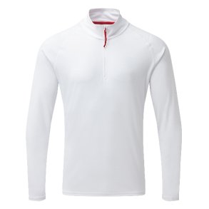Gill UV009 Men's UV Langrmet Zip T-shirt Hvid Str L