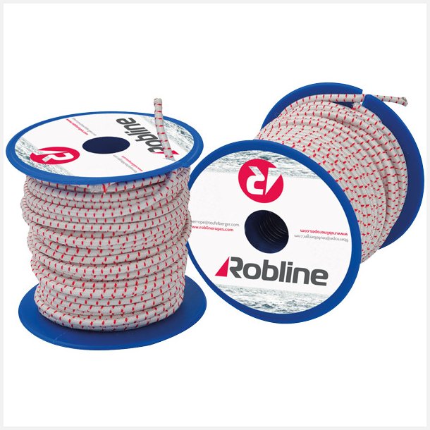 Robline Mini elastik snor 4mm Sort/Rd/Hvid boks 10 rl x 10m