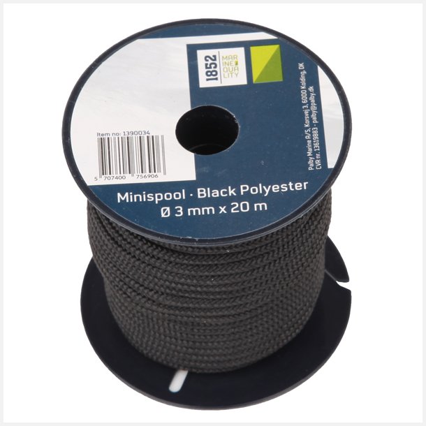 1852 Minirulle sort Polyester �3mm x 20m
