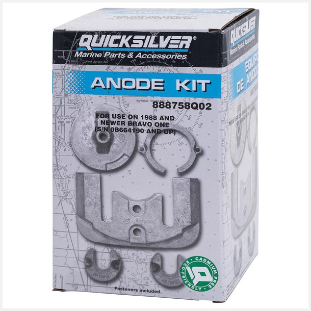 Quicksilver 888758Q02 Aluminium Anode Kit til MerCruiser Bravo One