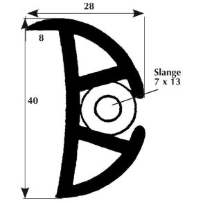 Fenderliste med lbe 40mm sort, 50m rulle