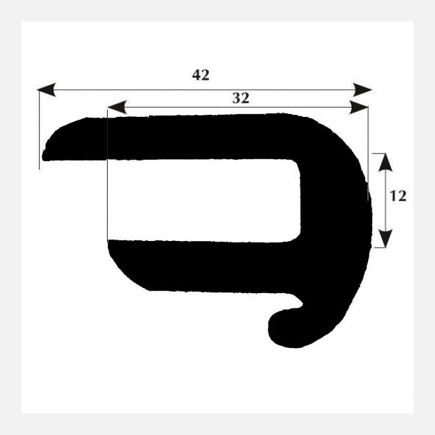 Fenderliste med drypkant 42x12mm gr, 50m