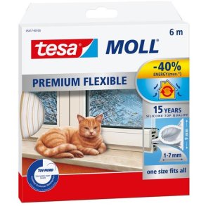 Tesa ttningsliste silikone 9mm x 6m hvid