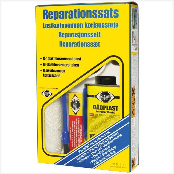 Plastic Padding reparationsst glasfiber, 4 dele