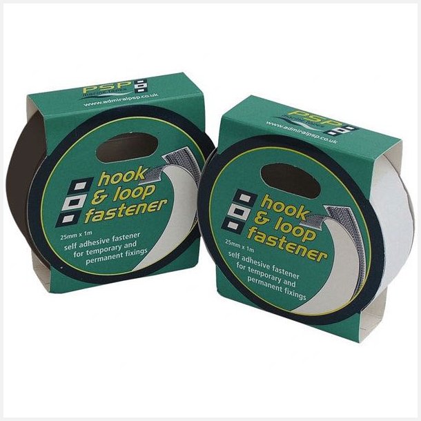 PSP Hook &amp; Loop fastener velcro tape 25mm, Hvid